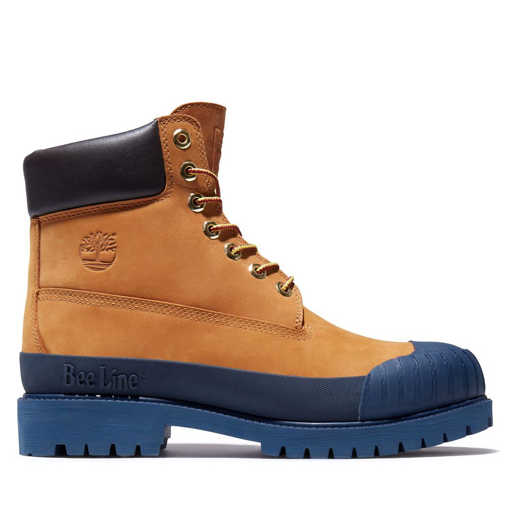 Timberland Mens 6-Inch Boots Bee Line x Waterproof Rubber Toe - Brown/Navy - India MA5382197